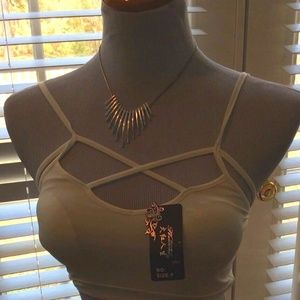 White criss cross shelf bra—small